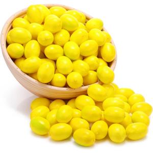 100 Pcs Mini Artificial Lemon Fake Fruit Faux Artificial Simulation Lemon Summer Realistic Kitchen Fruit Decor Lifelike Decoration for Home Kitchen Table, 1. 2 x 1. 8 Inch