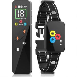 Dog Shock Collar with Remote Control Smart Dog Training Collar with 4 Training Modes and Training Icons for Small Medium Large Dogs,Rechargeable IP67 Waterproof e Collar for All Breeds (Black)