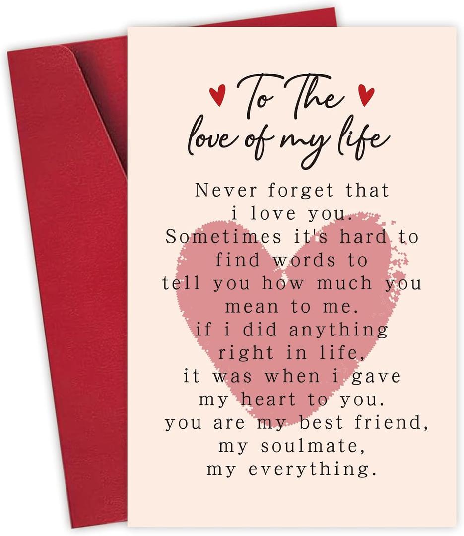 2 x Romantic Valentines Day Card Gifts for Husband Him, Men Women Valentines Day Gift, Birthday Gifts for Girlfriend Wife, Anniversary Card for Him Her, Husband Fiance Fiancee Valentine Gift (1015)