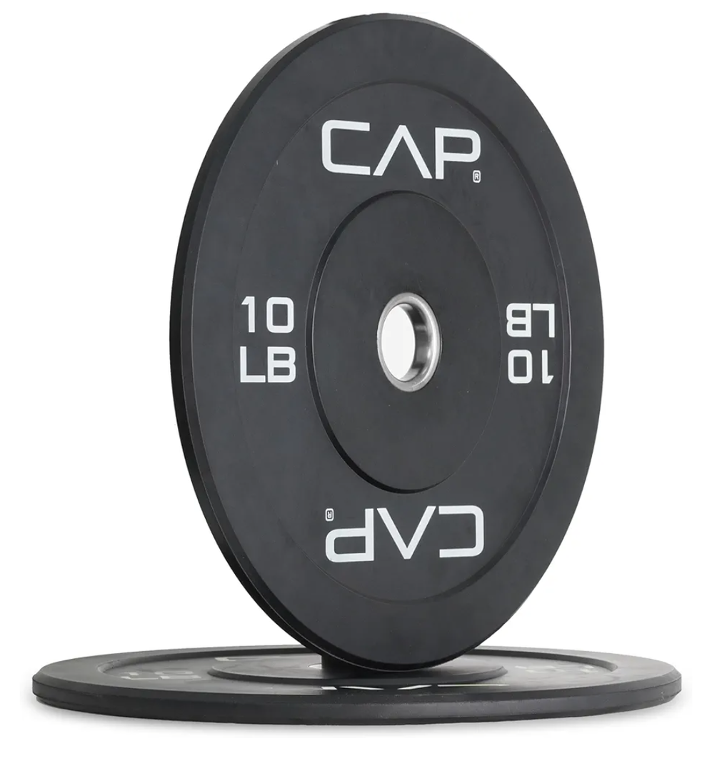 CAP Barbell Economy Olympic Bumper Plate Set with White Logo, Black, 10 lb Pair