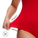 NANJI Short Sleeve Bodysuit for Women - Slim Fit Scoop Neck Body Suit, Stretch Double Lined Tops, Casual Going Out Outfits (XL, Equestrian Red) (XL)