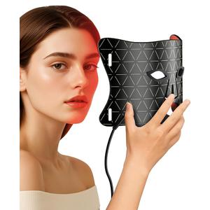 Led Face Mask Light Therapy, Red Light Therapy for Face, LED Facial Skin Care Mask, Black