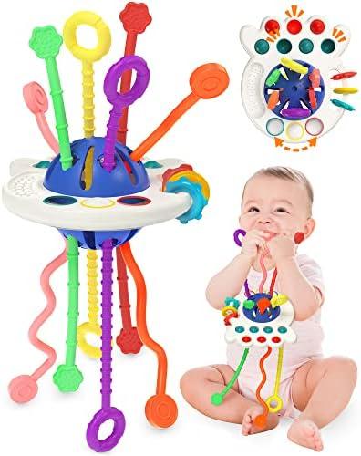 Yetonamr Baby Sensory Montessori Toys for 6-12-18 Months, Silicone Teething Toys, Toddler Birthday Gift Travel Toy for 1 2 Year Old Boy Girl Infant 8 9 10 Months Old