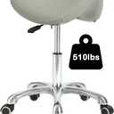 Adjustable Heavy Duty Rolling Stool, Saddle Stool with Wheels, No Back
