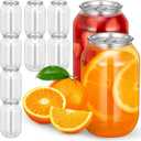 10Pcs Plastic Canning Jars with Lids Clear Portable Juice Bottles for Soda Smoothies Beverages Storage Containers 5.11X2.75X2.36In