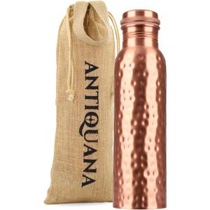 34 Oz Pure Copper Water Bottle Set  Leak-Proof Hammered Design with Tumbler, Carrying Bag & Smooth Finish Decorative  Copper Home Decore