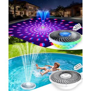 2PKS Solar Pool Fountains with Light Show,2026 Upgraded Large Solar Pool Water Fountain Kit, Floating Pool Fountain for Above Ground Pool,Solar Floating Fountain Pumps for All Day Use
