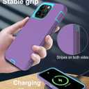 for iPhone 13 Pro Max Case, with Screen Protector, Dust-Proof Port Cover, Full-Body Non-Slip Silicone Rubber Covered, Military Grade Drop-Proof Shockproof Phone Case, Mint/Purple