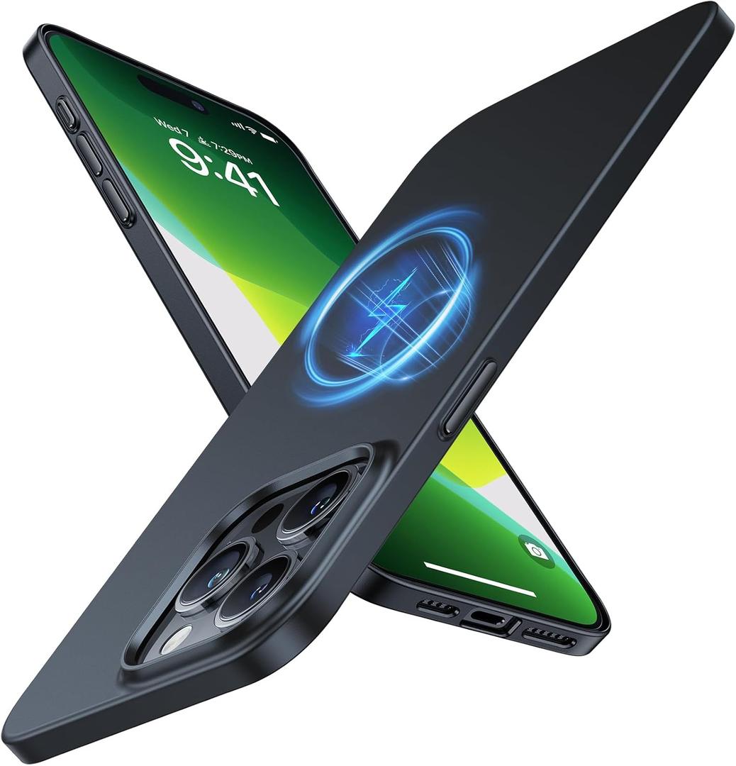 TORRAS Magnetic SlimFit for iPhone 15 Pro Max Phone Case, UltraThin 15 ProMax Case Compatible with MagSafe, Matte Hard PC Cover Protective AntiFingerprint AntiScratch 2023, Black