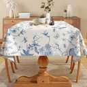 Hexagram Floral Tablecloth 60x120 Inches Rectangle Summer Table Cloth Stain Resistance Restaurant, Picnic, Indoor and Outdoor Dining Decoration Blue