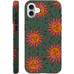 DAIZAG Case Compatible with for iPhone 16,Pink Orange Sun Moon Faces Phone Case for iPhone 16 for Girl Women Boy Men