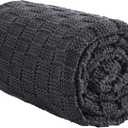 Wellfeel Knitted Weighted Blanket for Adult, No Beads Heavy Blanket 50” x 60'' 5lbs, Breathable Chunky Knit Blanket, Cooling Weighted Blanket for Hot Sleepers, Christmas Home Decor (Dark Grey)