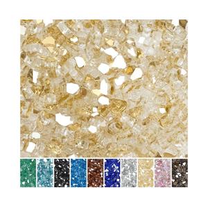 Skyflame High Luster 10-Pound Fire Glass for Fire Pit Fireplace Landscaping, 1/2-Inch Gold Reflective