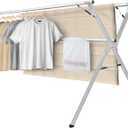 Sarahipe Sillars Clothes Drying Rack, 63 inches Laundry Drying Rack Clothing Foldable & Collapsible Stainless Steel Heavy Duty Clothing Drying Rack with Windproof Hooks for Indoor Outdoor