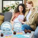 Avezano 96 PCS Little Pumpkin Baby Shower Decorations Blue Pumpkin Plates and Napkins for Boys Fall Autumn Baby Shower Decoration Supplies, Serves 24