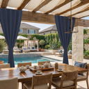NICETOWN Navy Blue Fade Resistant Outdoor Curtains for Patio Adhesive Top | Back Tab Bottom with Free Rope Weatherproof, No Rods Needed, Waterproof & UV Protection Drapes, 2 Panels, W52 x L84 in Each