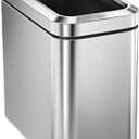 simplehuman 25 Liter / 6.6 Gallon Slim Open Top Small Trash Can, Commercial Grade Heavy Gauge Office Trash Can, Brushed Stainless Steel