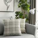 UGASA Square Checkers Decorative Throw Pillow Case Cotton Linen Cushion Covers Shell with Hidden Zipper, 18 x 18 Inches, 2 Pc