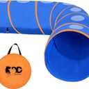 Dog Agility Tunnel with Ventilated mesh, Dog Agility Equipment, Dog Agility Training with Carry Bag (Blue+Orange)