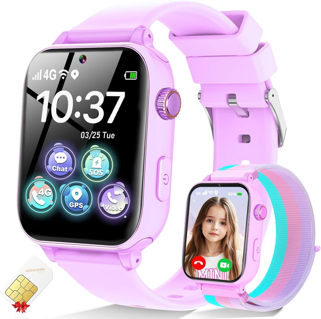 MOKAST Kids Smart Watch Toys for Boys Girls – Children Watch for Kids 4-12 Years Touch Screen Watches with 15 Games Video Camera Music Player Alarm School Mode Education Birthday Gifts (4G Purple)