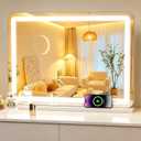 Large Lighted Vanity Mirror, 23" x 18" Light Up Make up Mirror with Smart Touch 3 Colors Dimmable, Tabletop or Wall-Mounted, Memory Function