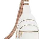 Small Leather Sling Bags for Women Fashion Crossbody Backpack Purse Sling Crossbody Bags (White)