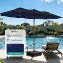 AreShark 13 FT Patio Umbrella with Solar Lights, Double-Sided Outdoor Table Umbrellas with Crank, Large Rectangular Market Umbrella for Porch, Lawn, Pool, Backyard, Navy
