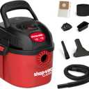 Shop-Vac 2021000 1 Gallon 1 Peak Wet/Dry Vac, Portable Compact Micro Vacuum with Collapsible Handle Wall Bracket & Multifunction Accessories Uses Type A Filter Bag & Type MM Foam Sleeve (Red)
