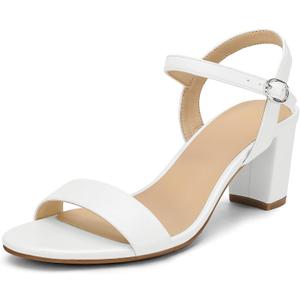 Mysoft Women's Low Heels Open Toe Ankle Strap Block Chunky Heels Sandals Comfortable Classic Dressy Wedding Party Event Shoes, Size 7
