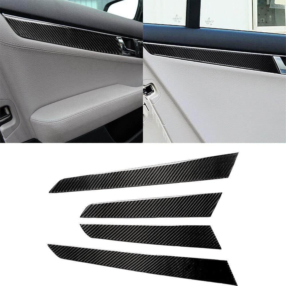 Car Interior Accessories 4 Pieces Carbon Fiber Inner Door Strip Decal for Mercedes-Benz C-Class W204 2007-13