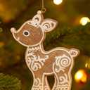 The Bridge Collection Resin Gingerbread Deer Ornament - 4" Glittery Reindeer Gingerbread Christmas Ornament