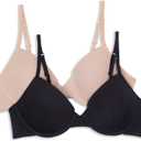 Hanes Girls' Molded Underwire Bra 2 Pack (30A, Black/Nude)