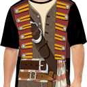 MISS FANTASY Pirate Shirt Women Men - Pirate Costume Outfits Halloween Unisex Adults (Black, XL)