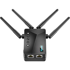 WiFi Extender Signal Booster for Whole Home & Backyard - 10K Sq.Ft Coverage w/4 Antennas | 90% Faster Internet Booster w/Ethernet Port, Easy Setup Wireless Repeater Works with Any Router (Black)