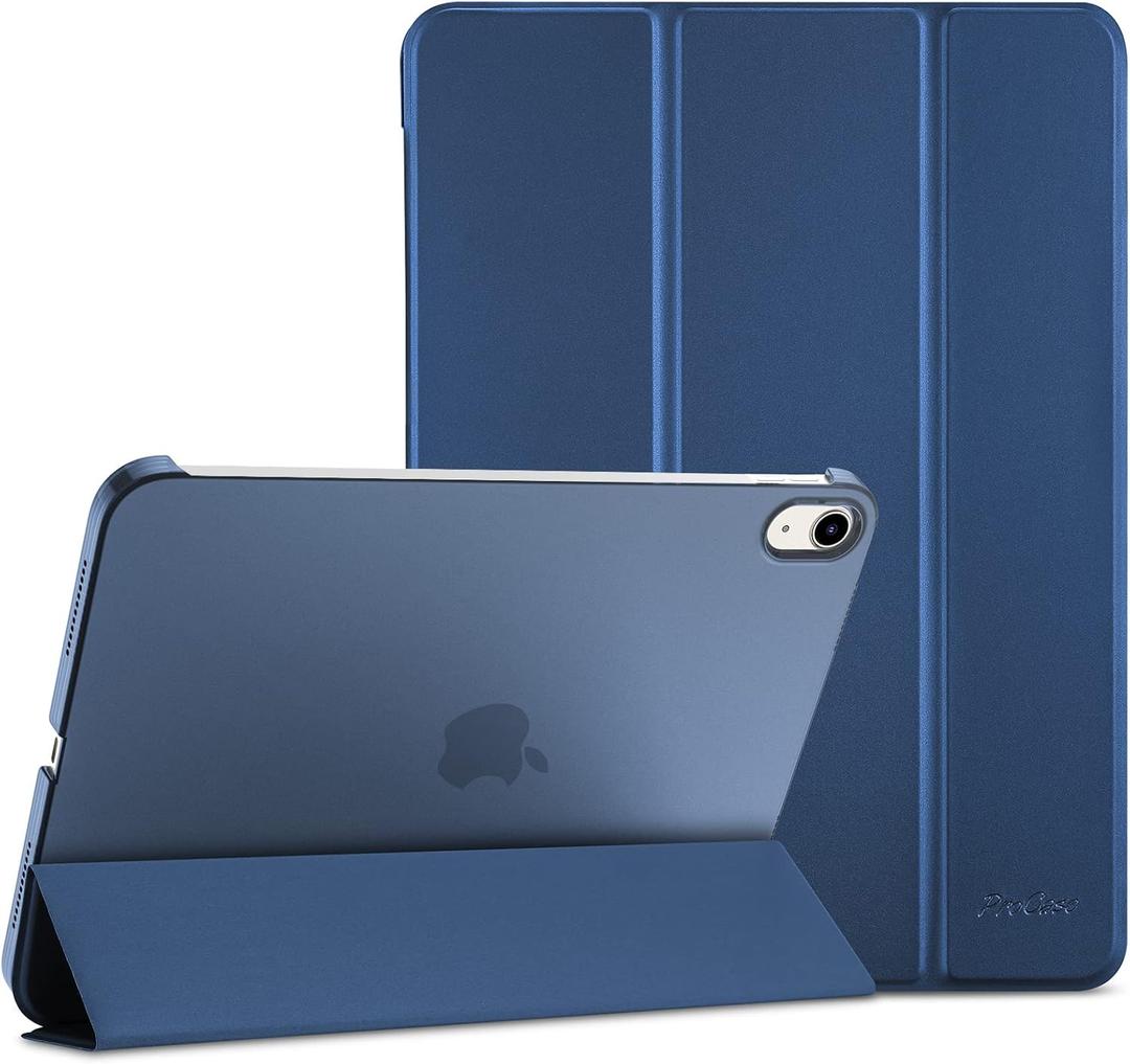 ProCase for iPad (A16) 11th Generation 11 Inch 2025/ iPad 10th Generation 10.9 Inch 2022 Case, Slim Smart Cover with Translucent Hard Shell Back, Supports Touch ID, Auto Wake/Sleep -Navy | A16, 2025, 2022, Supports Touch ID, Auto Wake/Sleep