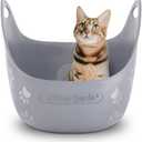 Litter Genie Cat Litter Box | Portable, Open, High Sided Cat Litter Box with Handles | Flexible Plastic Litter Box | Comfortable, Easy-Clean Cat Box