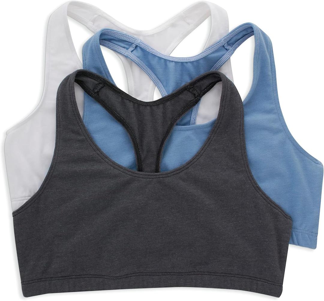 Hanes Women's Racerback Cotton T-Back Bralette (3 Pack) (Medium)