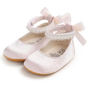 Baby Shoes Mary Jane Flats Non Slip Soft Sole Infant Toddler Sneakers First Walkers Party Christmas Dress Shoes (12-18 Months Toddler, A03 Pink)