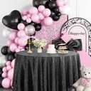 Pufogu 50" Round Black Sequin Tablecloth Glitter Black Table Cloths for Birthday Wedding Bridal Baby Shower Party Decorations