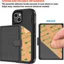 Leather Wallet Card Holder, Phone Card Holder with RFID Blocking ID Window for iPhone Android Phones & Cases (Black)