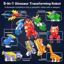 5-in-1 Transforming Dinosaur Robot Toys, STEM Building Kit with Triceratops Action Figures, Safe Set for Kids Boys Girls Age 3+ Boys & Girls, Birthday for Toddlers, 7.87 inches