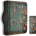 Bible Cover PU Leather Bible Case with Bookmark Vintage Flower Branch Bible Carrying Case for Women Men Christian Bible Note Books Carrying Accessories20.5x28x5.5cm