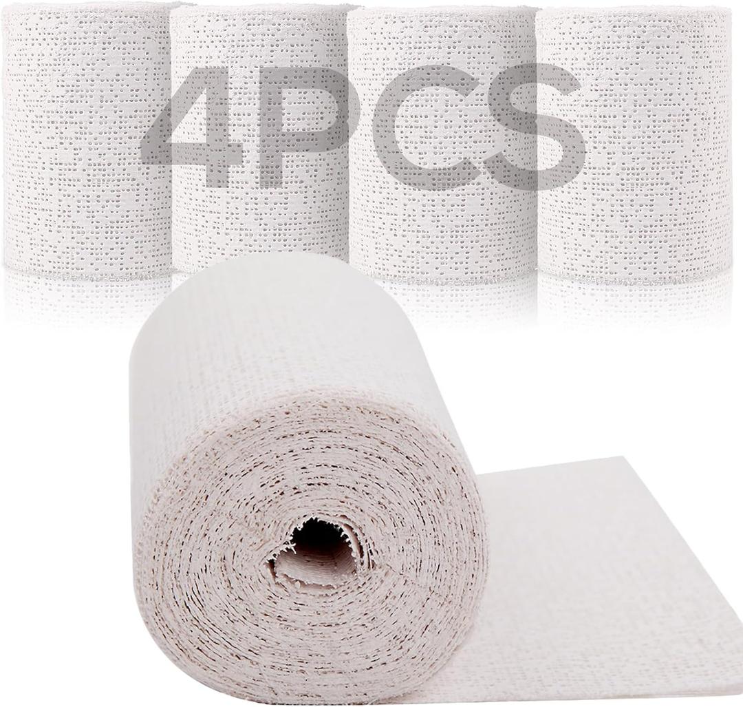 Falling in Art Plaster Cloth Rolls, 500gsm Plaster Strip, Plaster Gauze Bandages for Craft Projects, Mask Making, Belly Casts, Body Molds, 4inch x180inch, 4 Pack