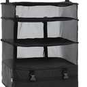 ELEZAY Hanging Packing Cubes Portable Travel Closet Collapsible Compression Clothes Organizer with Built in Shelves for Carry-on Luggage Suitcase Wardrobe X-Large_17.1 * 11.8 * 24.4 IN, Black