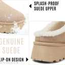 Lyrisiphy Slippers for Women Genuine Suede & Real Shearling Fur Lining - Memory Foam House Slippers for Women Indoor Use - Water Resistant Womens Clogs House Shoes for Women (8.5, Apricot)