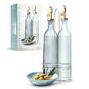 COOK WITH COLOR Glass Olive Oil Bottle Dispenser - 1 Pack- 17oz Vinegar Cruet - Olive Oil Carafe Decanter for Kitchen