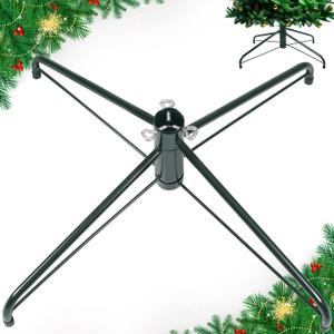 JSungo 24-Inch Christmas Tree Stand, Folding Artificial Tree Stand Replacement, Metal Tree Base for 3-7.5 FT Trees, Fits Trunk Diameters up to 1.37 Inches, Green
