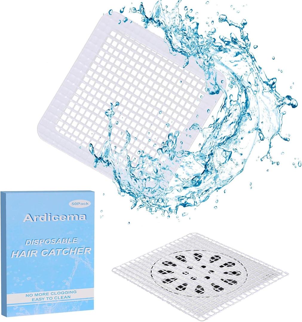 Disposable Drain Covers for Shower, 50 Pack - Shower Drain Hair Catcher, Bathroom Sink Drain Strainer,Disposable Drain Covers for Bathroom, Bathtub, Kitchen, and Sink(Square)