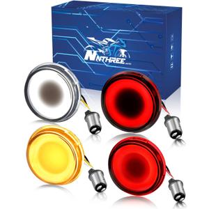 NTHREEAUTO 1157 LED Turn Signals, 2 Inch Bullet Smoked Lens Super Bright Turn Signal Light Compatible with Harley Road King Street Glide Electra Glide Softail Dyna Fat Boy, Front Rear