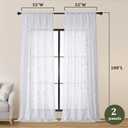 OVZME White Sheer Curtains 108 inches Long 2 Panels for Living Room, Jacquard Clip Leaf Pattern Textured Light Filtering Window Semi Sheer Voile Drapes for Bedroom, Each Panel 52 x 108 Inch
